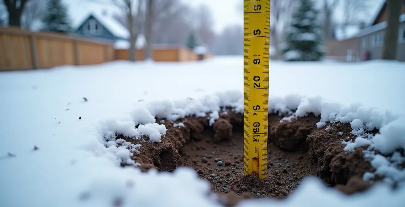 Coupe transversale montrant l'installation correcte d'un poteau sous la ligne de gel