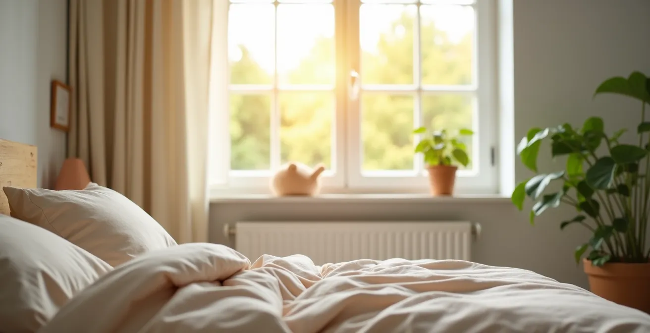 Chambre d'enfant lumineuse avec fenêtre ouverte et air frais circulant
