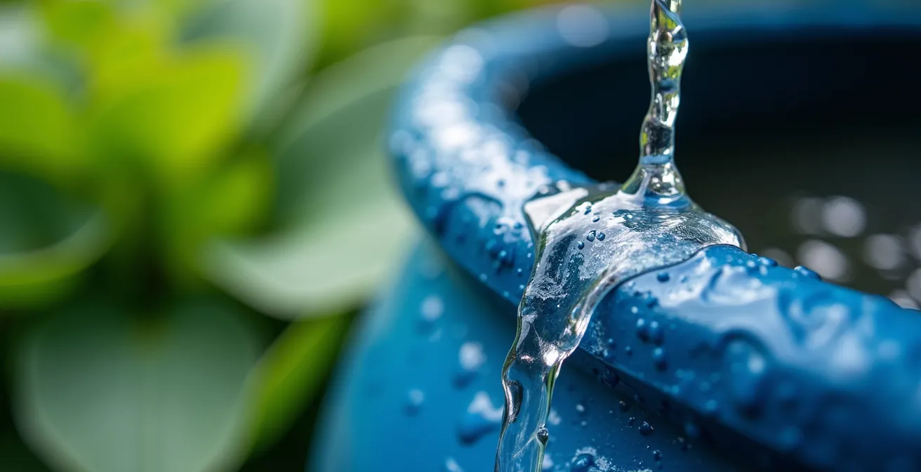Installation d'un baril de récupération d'eau de pluie dans un jardin québécois