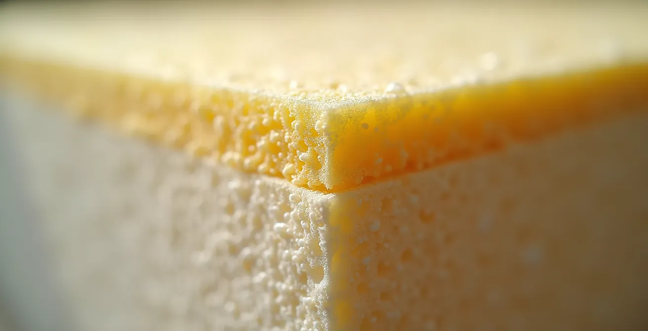 Coupe technique montrant l'isolation continue extérieure à la jonction entre un mur et un balcon