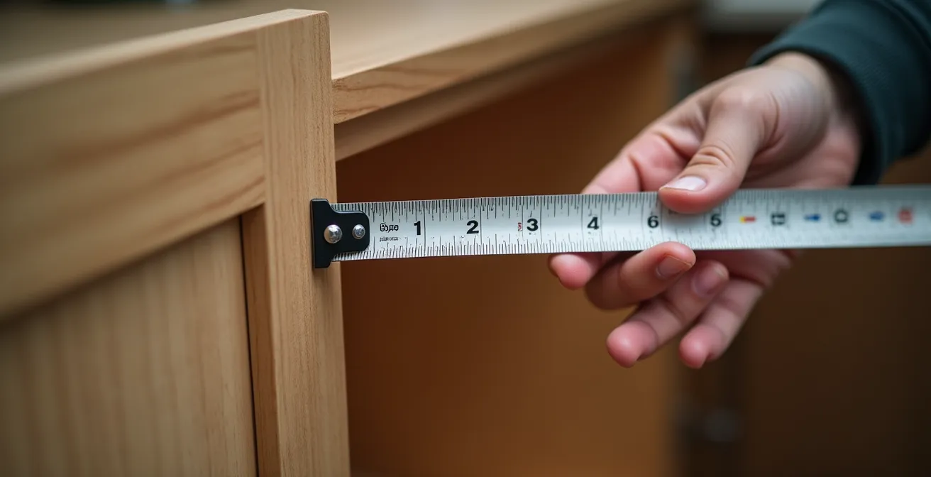 Mesure précise de l'espace pour réfrigérateur avec mètre ruban